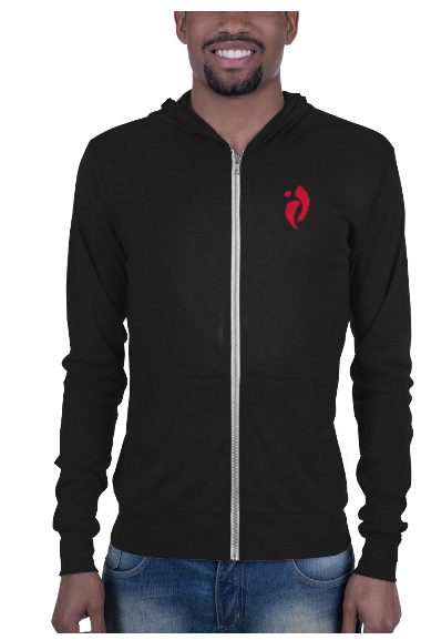Unisex Lightweight Zip-hoodie - Nia Swish Black