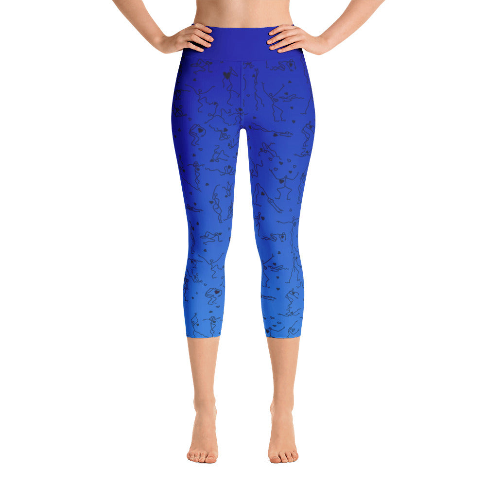 Capri Leggings - "Debbie's Dancers" Original Art - Blue Ombre