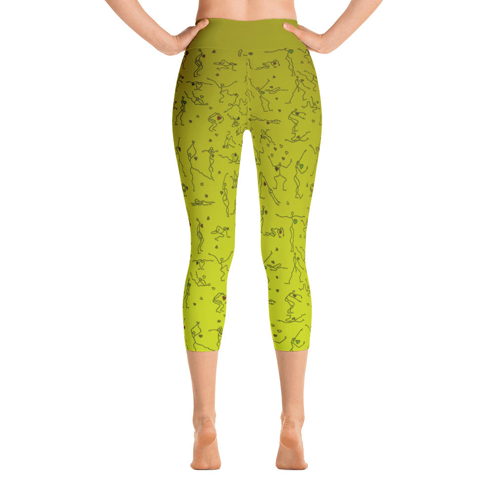Capri Leggings - "Debbie's Dancers" Original Art - Yellow Ombre