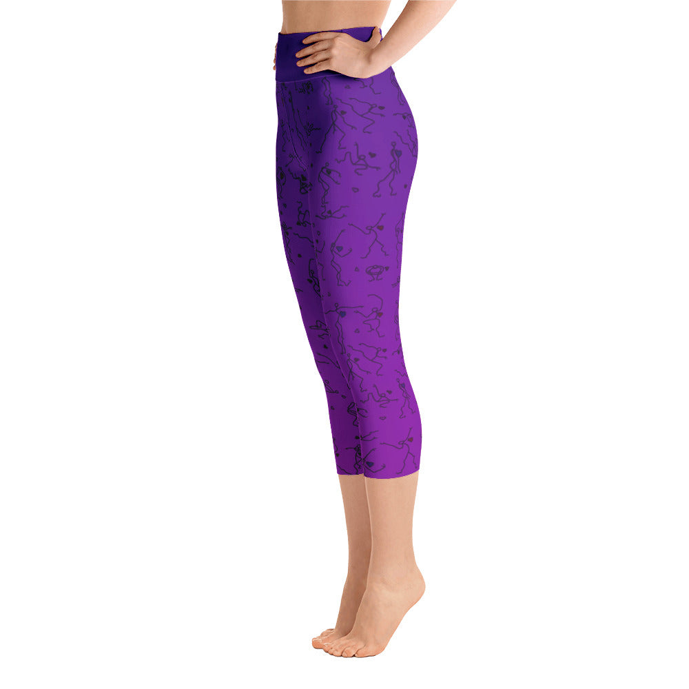 Capri Leggings - "Debbie's Dancers" Original Art - Purple Ombre