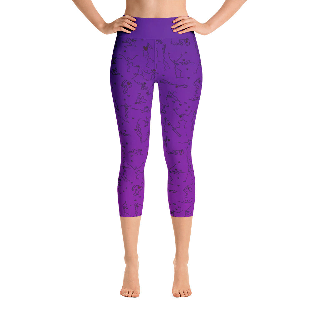 Capri Leggings - "Debbie's Dancers" Original Art - Purple Ombre