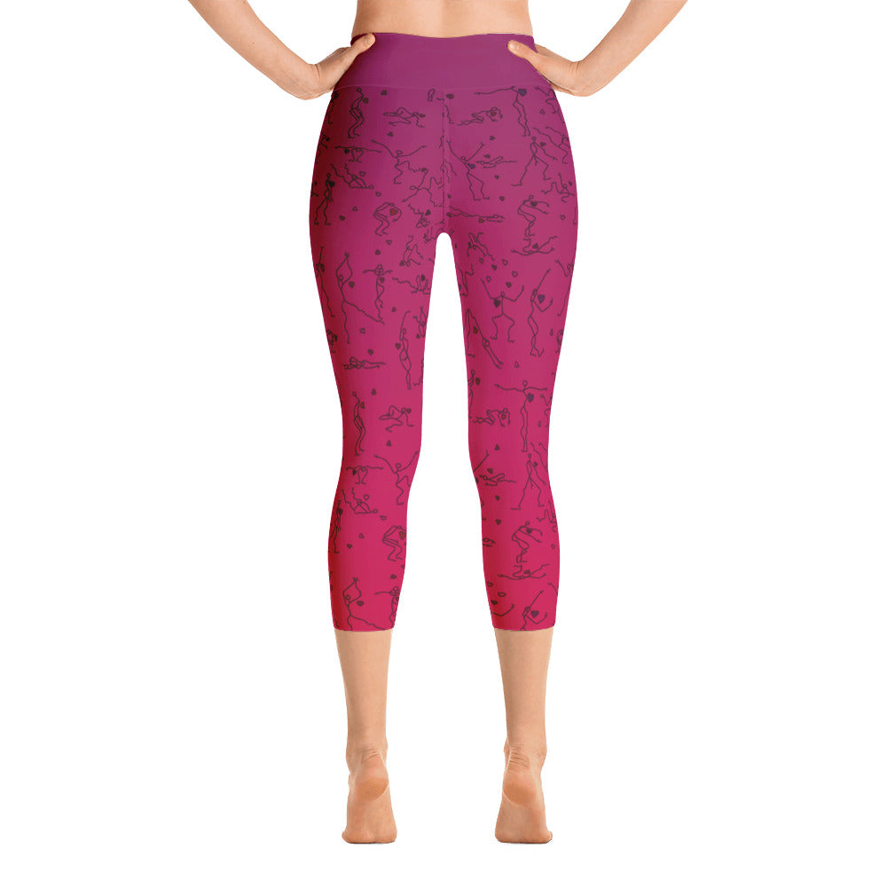 Capri Leggings - "Debbie's Dancers" Original Art - Red Ombre