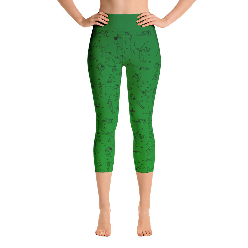 Capri Leggings - "Debbie's Dancers" Original Art - Green Ombre