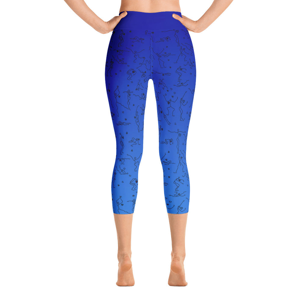 Capri Leggings - "Debbie's Dancers" Original Art - Blue Ombre