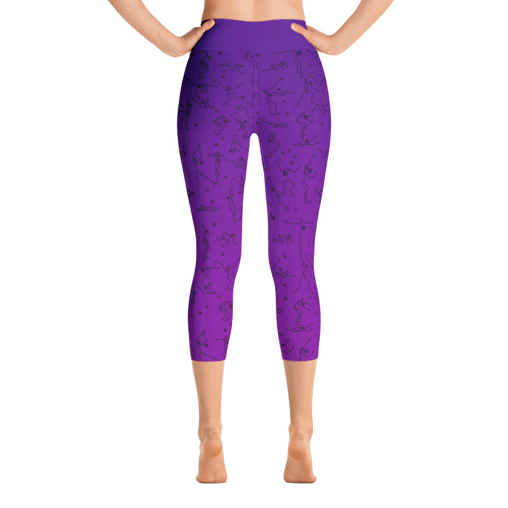 Capri Leggings - "Debbie's Dancers" Original Art - Purple Ombre