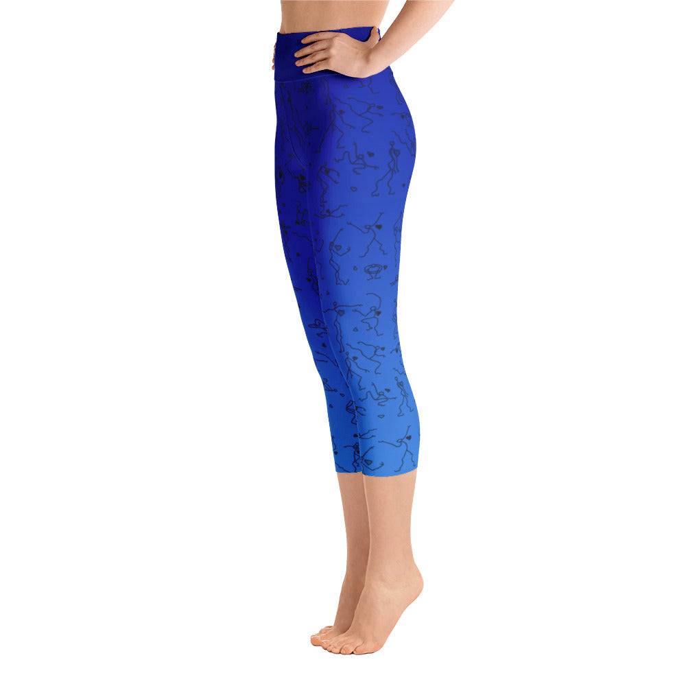 Capri Leggings - "Debbie's Dancers" Original Art - Blue Ombre