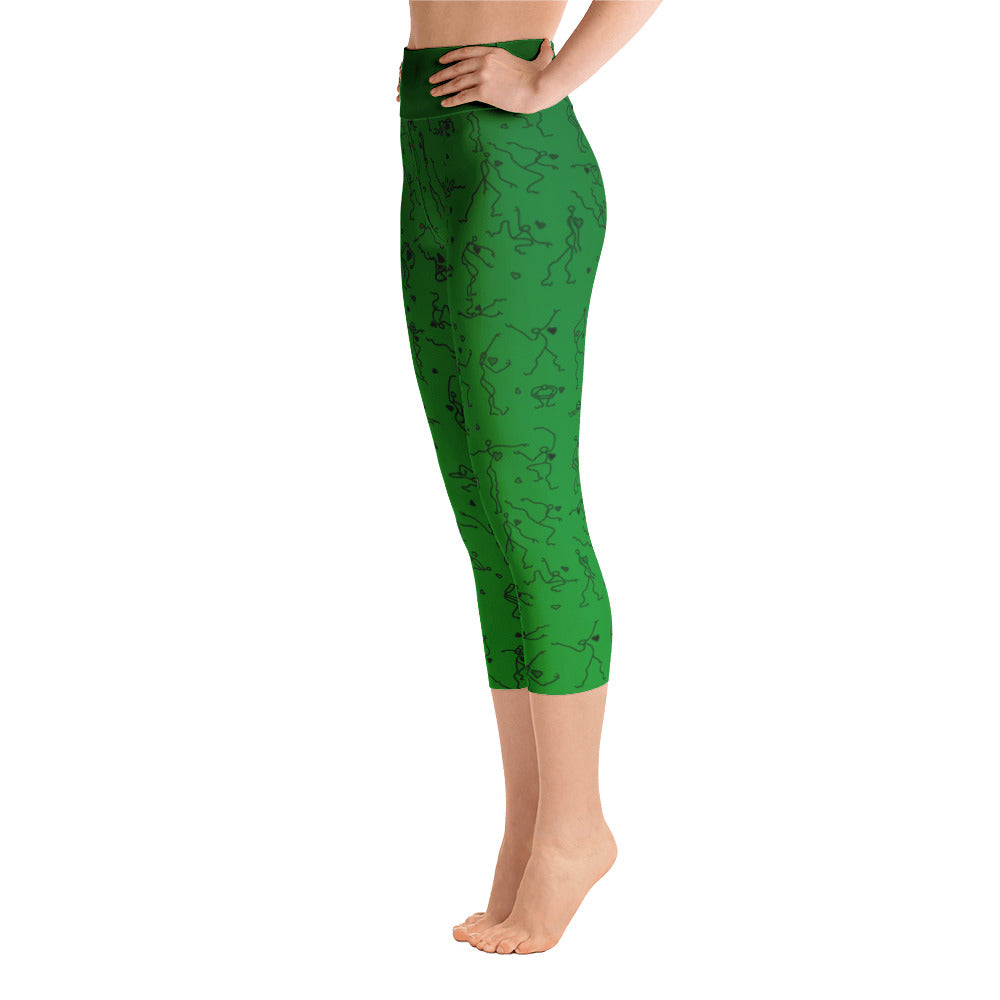 Capri Leggings - "Debbie's Dancers" Original Art - Green Ombre