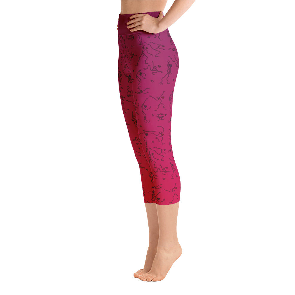 Capri Leggings - "Debbie's Dancers" Original Art - Red Ombre