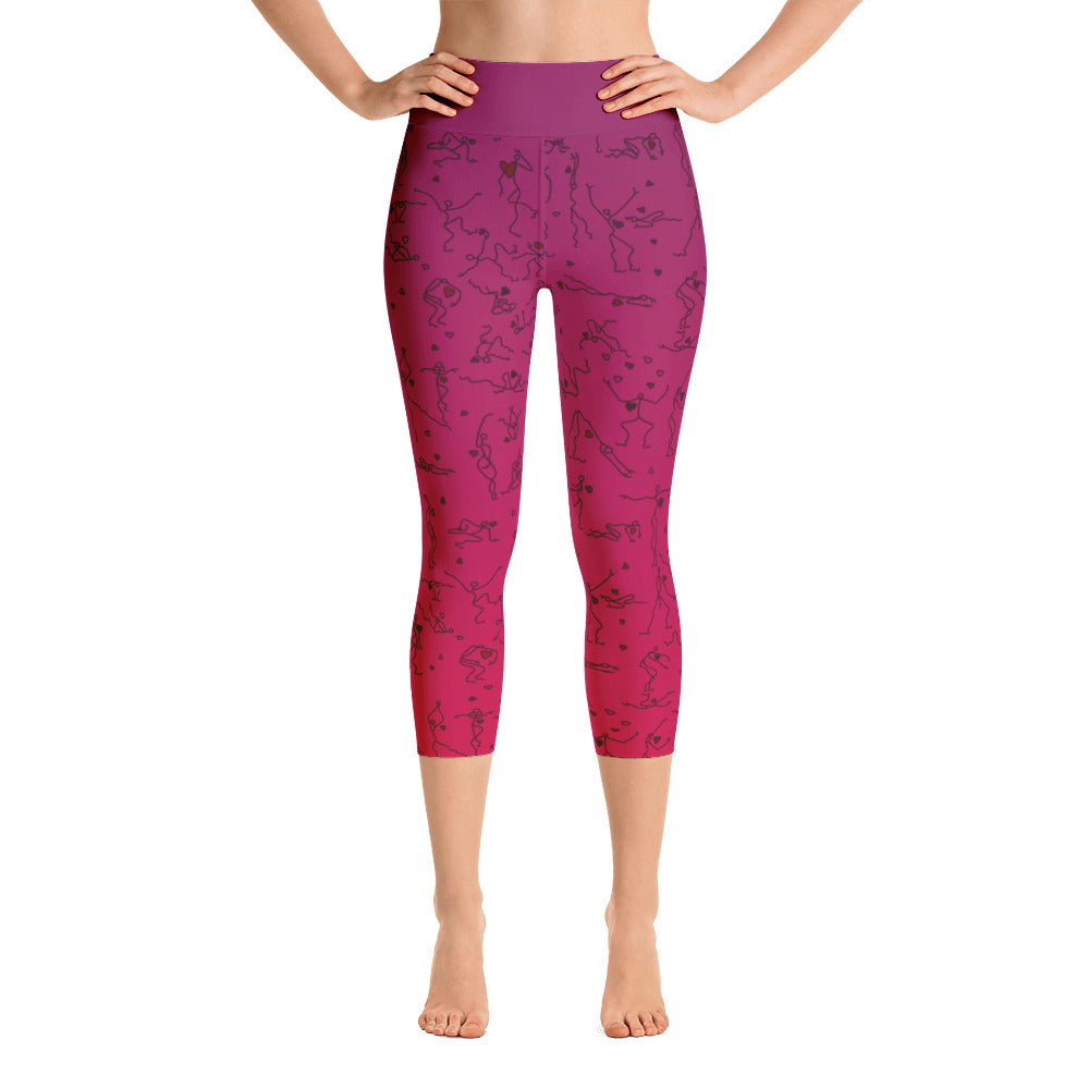 Capri Leggings - "Debbie's Dancers" Original Art - Red Ombre