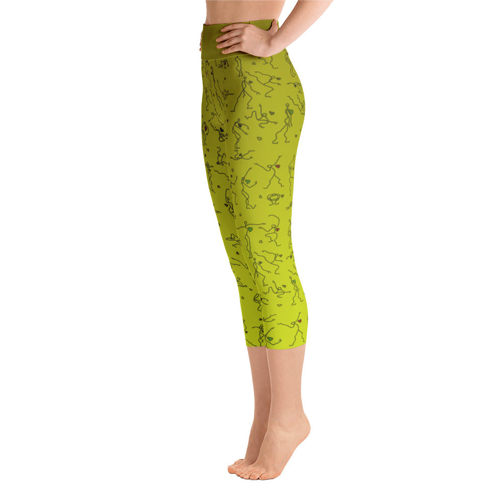 Capri Leggings - "Debbie's Dancers" Original Art - Yellow Ombre