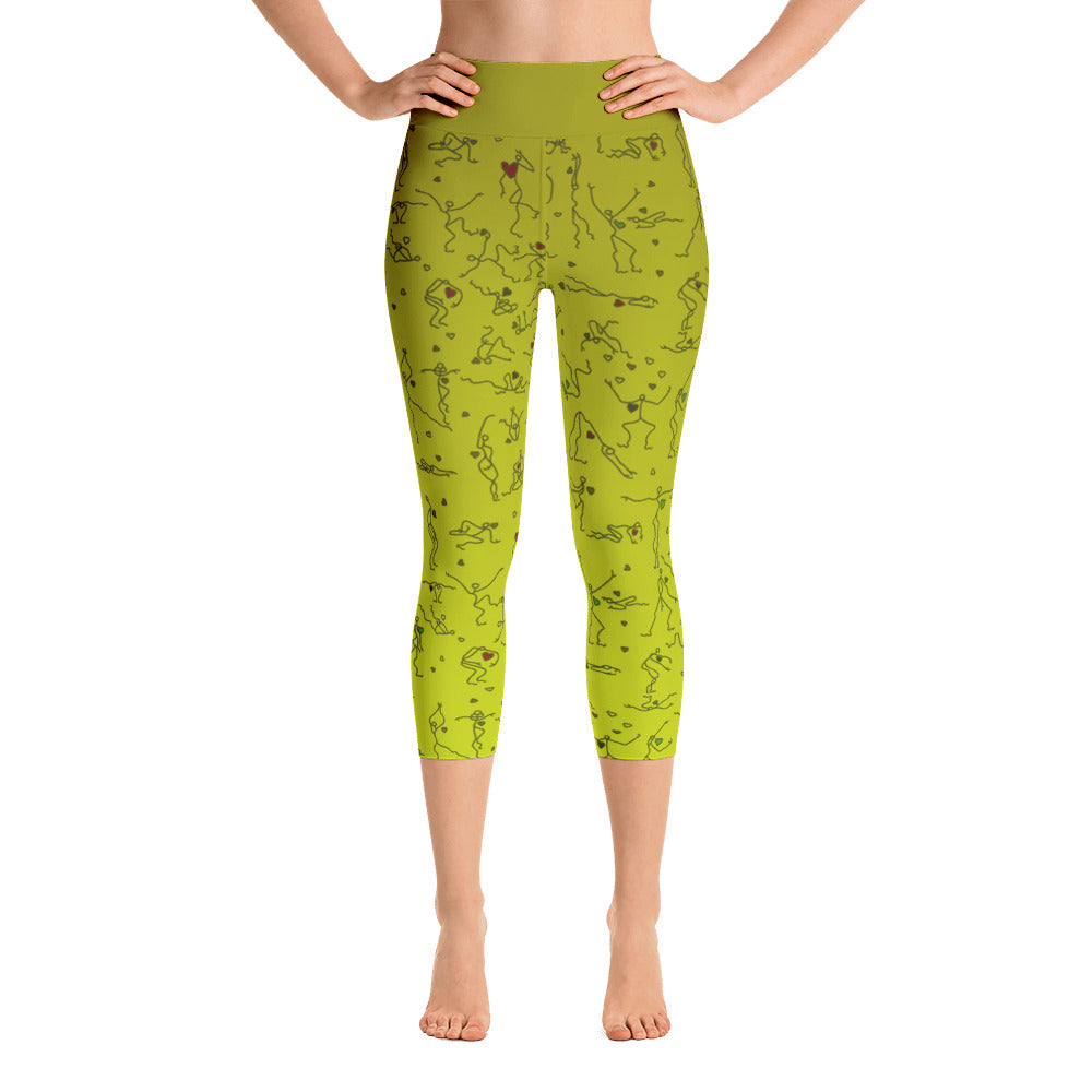 Capri Leggings - "Debbie's Dancers" Original Art - Yellow Ombre
