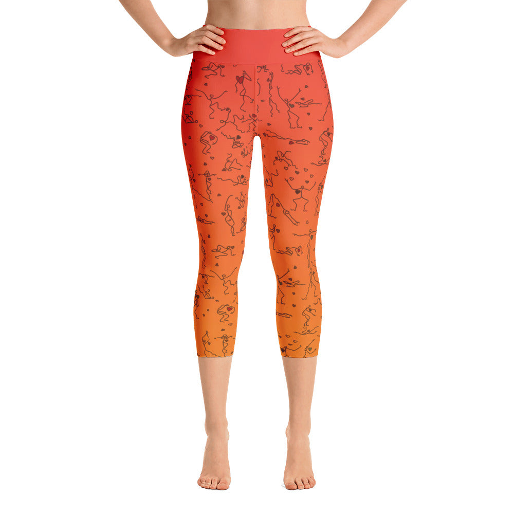 Capri Leggings - "Debbie's Dancers" Original Art - Orange Ombre