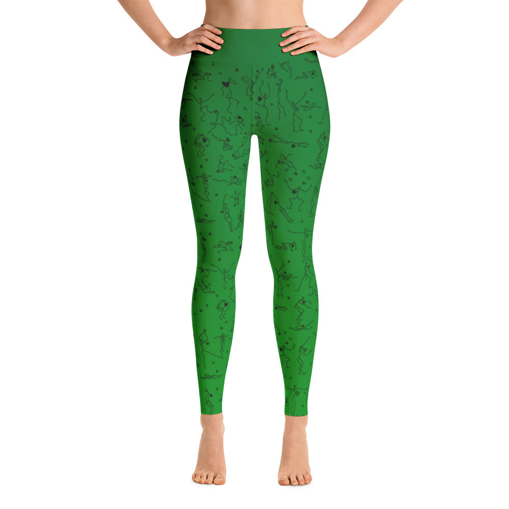 Leggings - "Debbie's Dancers" Original Art - Green Ombre