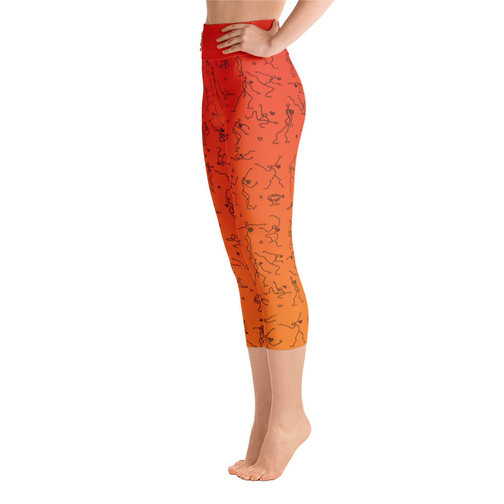 Capri Leggings - "Debbie's Dancers" Original Art - Orange Ombre