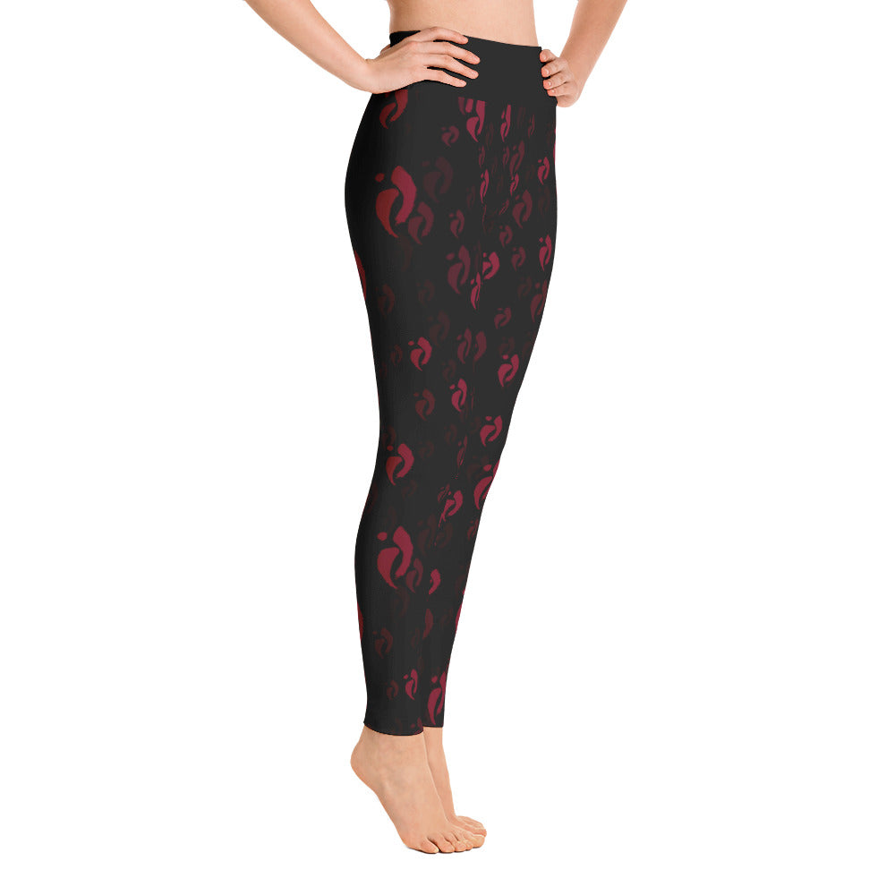 Leggings - Nia Swish Reds on Black