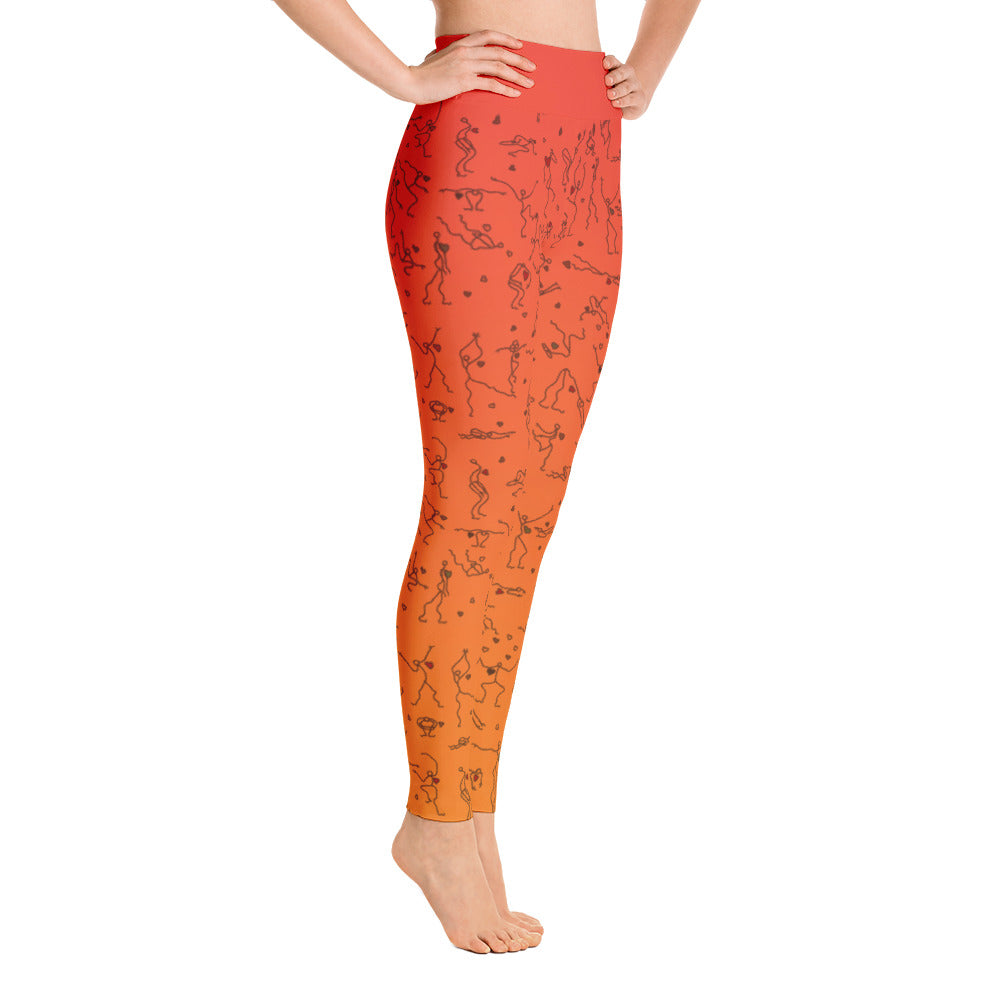 Leggings - "Debbie's Dancers" Original Art - Orange Ombre