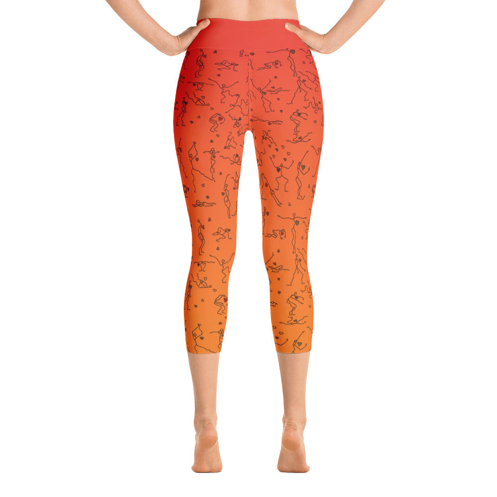 Capri Leggings - "Debbie's Dancers" Original Art - Orange Ombre