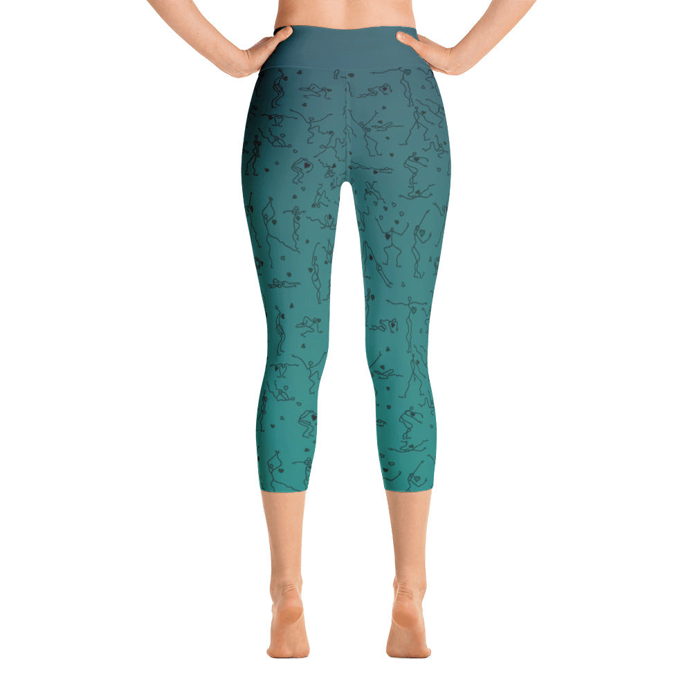 Capri Leggings - "Debbie's Dancers" Original Art - Blue-Green Ombre