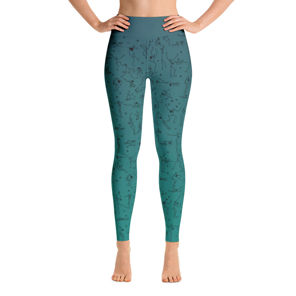 Leggings - "Debbie's Dancers" Original Art - Blue-Green Ombre