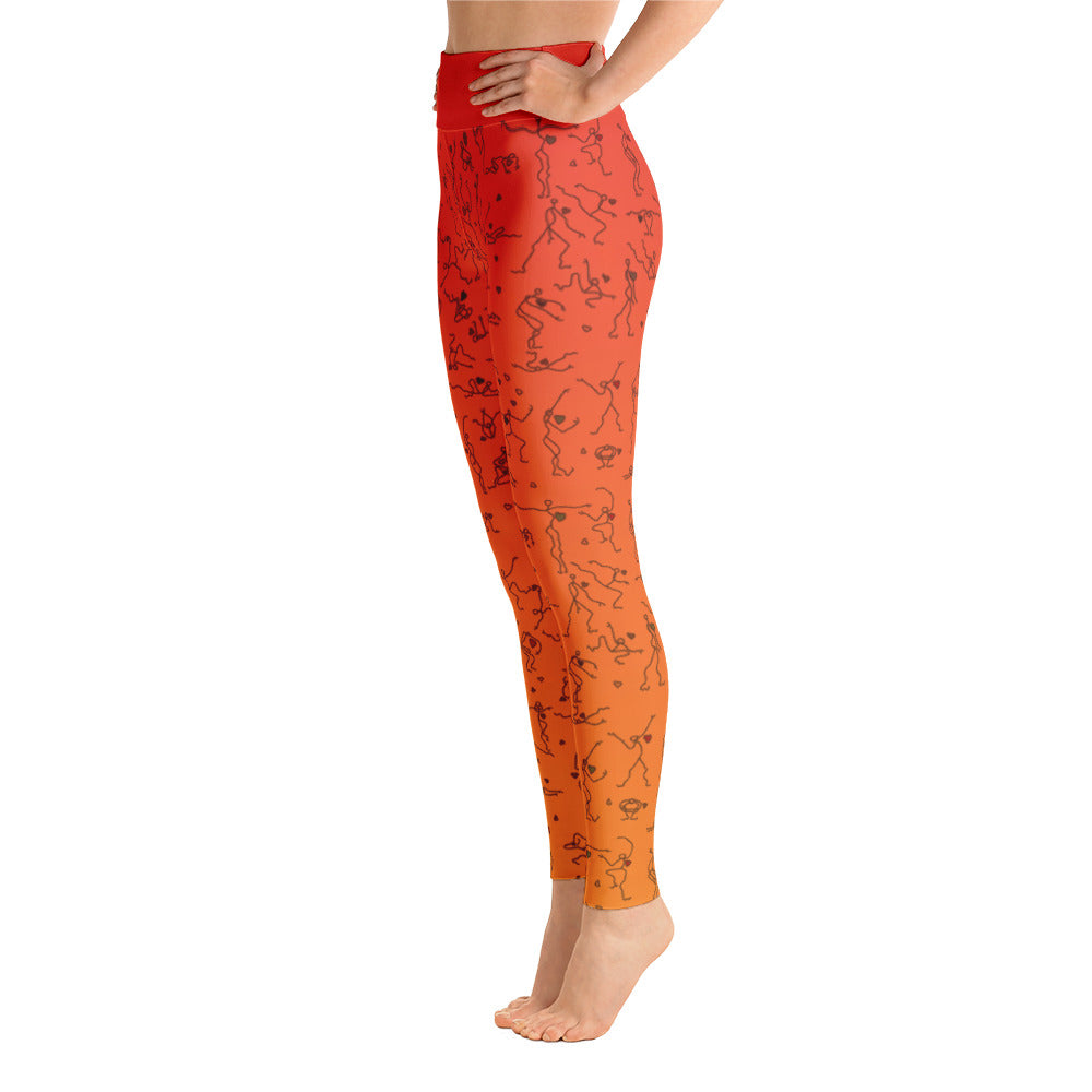 Leggings - "Debbie's Dancers" Original Art - Orange Ombre