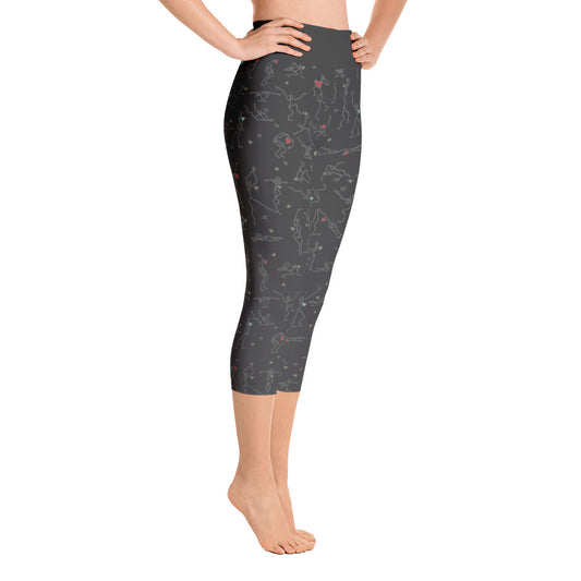 Capri Leggings - "Debbie's Dancers" Original Art - Grey Ombre