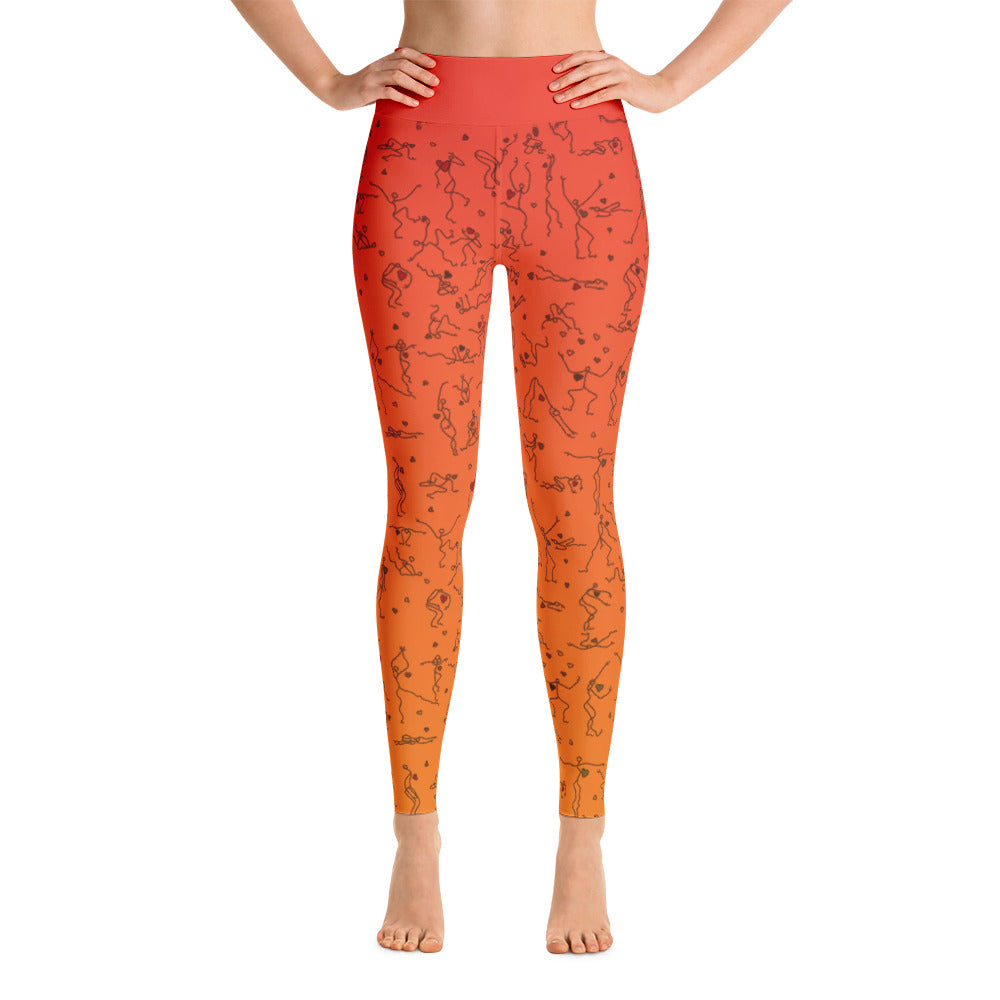 Leggings - "Debbie's Dancers" Original Art - Orange Ombre