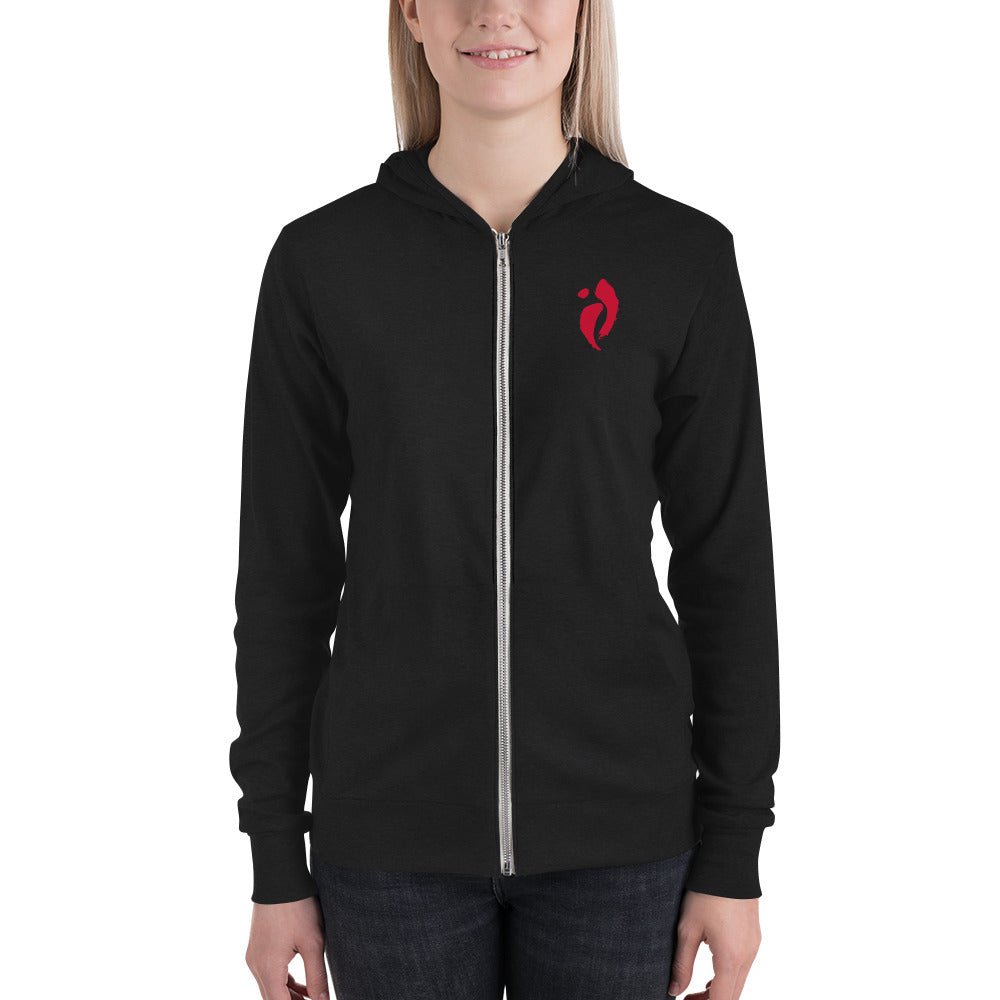 Unisex Lightweight Zip-hoodie - Nia Swish Black