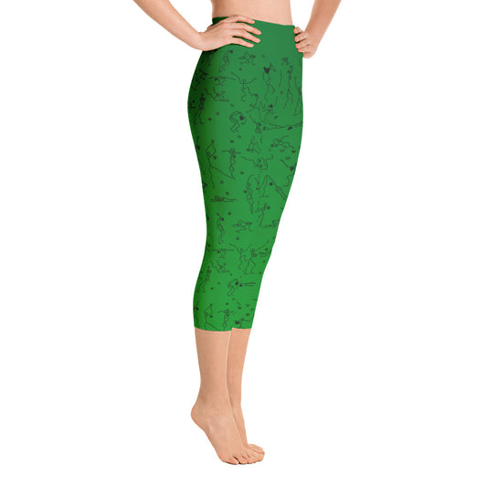 Capri Leggings - "Debbie's Dancers" Original Art - Green Ombre